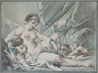Kärleken ber Venus att lämna tillbaka sina vapen till honom