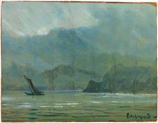 Blekblått landskap, n.d.