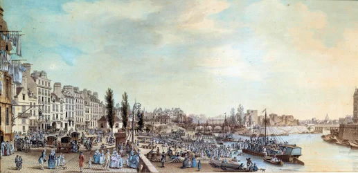 Utsikt över Saint Pauls hamn och kontoret för vattenbåtar 1782 Pastellmålning av Louis de Lespinasse (1734-1808) 1782 Paris, Musee Carnavalet