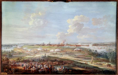 Utsikt över belägringen av Menin av Ludvig XV från 28 maj till 4 juni 1744 Målning av en gouache av Louis Nicolas Van Blarenberghe (1716-1794) 1780 Sön. 0,59 x 0,94 m