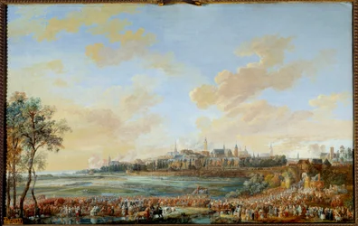 Österrikiska tronföljdskriget (1741-1748): "" Entrement of King Louis XV to Mons 30/05/1747"" Gouache av Louis Nicolas Van Blarenberghe (1716-1794) 1783 Sun. 0,59x0,94 m - Österrikes tronföljdskriget (1741-1748): Kung Ludvig XV:s inträde i Mons, 30 maj