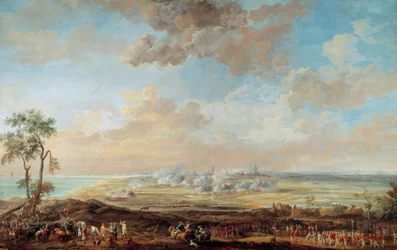 Österrikes tronföljdskriget (1741-1748): "" Belägring av Oostende av generallöjtnant jarl av Lowendal från 13 till 23 augusti 1745"" Gouache av Louis Nicolas Van Blarenberghe (1716-1794) 1783 Sön. 0,59x0,94 m Versailles, slottets museum