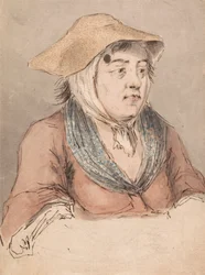 Kvinna med en blå smock