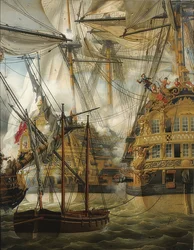 HMS Cumberland slåss mot Le Lys och La Gloire. 1827