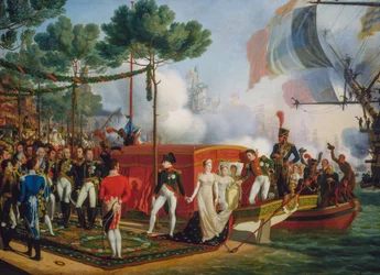 Napoleon Bonaparte och Marie Louise landar i Antwerpen