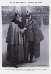 Kung Edward VII klädd som överste av de preussiska dragonerna och kejsaren Wilhelm II klädd som brittisk fältmarskalk (litho)