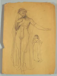 Studie av beslöjad naken figur