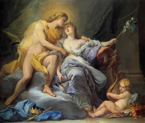 Apollo Stroking Leucothoe-målning av Antoine Boizot (1702-1782) 1737 Dim. 1,67 x 2 m. Rundturer, Museum of Fine Arts
