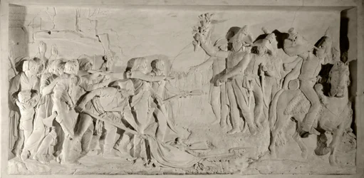Vendeekriget: pacifiering av Vendeen av general Lazare Hoche (1768-1797) 1796. Lågrelief i marmor snidad av Simon Louis Boizot (1743-1809). 1800. Versailles, slottsmuseum
