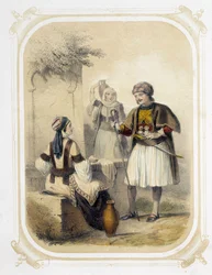 Greklands invånare - i "" Album av den unge resenären", illustrerad av Louis Lassalle