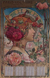 Kalender för 1901 för Paris-Voltaire-butiken, Paris, ca 1900