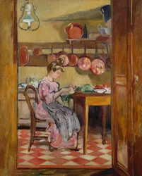Madame Valtat i köket (olja på duk)