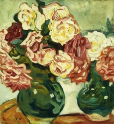 Två vaser med rosor; Deux Vases de Roses