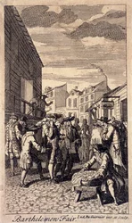 Bartolomeusmarknaden, London, cirka 1715