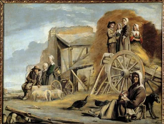 Vagnen eller höets återkomst Målning av Louis Le Nain (1593-1648)