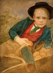 Studie för en pojke som sitter på en skottkärra, 1890.