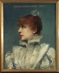 Skådespelerskan Sarah Bernhardt ... (målning på duk)