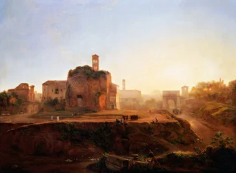 Utsikt över forumet på kvällen, av Louise-Josephine Sarazin de Belmont (1790-1870)