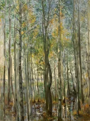 En skog. Översvämning vid Starnbergssjön