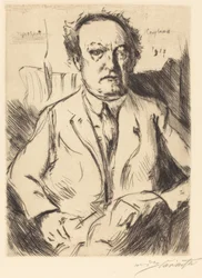 Porträtt av dramatikern och romanförfattaren Gerhart Hauptmann, 1917.