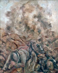 Första världskriget: "" Au Front "" Målning av Luc Albert Moreau (1881-1948) 1914 Paris, Nationalmuseet för modern konst, Centre Georges Pompidou