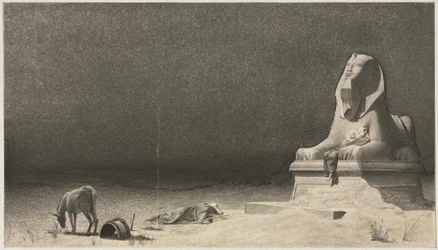The Rest on the Flight into Egypt recto, Sketch of a Sphinx [] verso, ca. 1879-80.