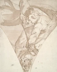 Apollo Killing the Python, studera för en spandrel i Palazzo Antonio Doria (Palazzo della Prefettura), Genua
