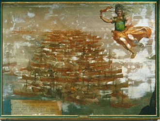 Sjöslaget vid Lepanto 1571, i vilket den kejserliga flottan under Don Juan d
