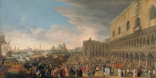Den franske ambassadörens intåg i Venedig 1706 Henri-Charles Arnauld de Pomponnes ceremoniella inresa, känd som Abbé de Pomponne, i Venedig som fransk ambassadör den 10 maj 1706