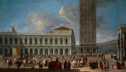 Piazzetta och Piazza San Marco, Venedig (olja på duk)