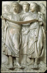 La cantoria eller barn som sjunger i kör - Marmorrelief, av Luca della Robbia (ca 1400-1482), Quattrocento