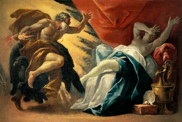 Jupiter och Semele, av Luca Ferrari (1605-1654)