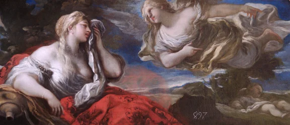 Hagar och Ismael i öknen ca 1696 (olja på duk)