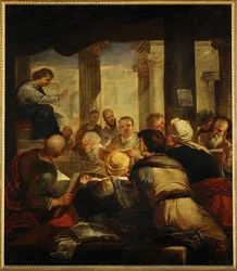 Jesus undervisar läkarna i templet (målning på duk)