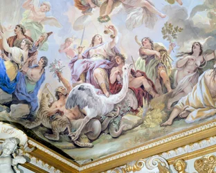 Rättvisan, detalj ur freskcykeln i Spegelsalen av Luca Giordano (1634-1705), Palazzo Medici Riccardi, Florens