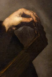 Musiker som stämmer sin luta (detalj)
