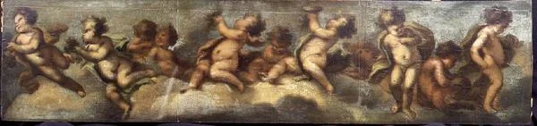 Putti disporting (papper på duk) (för detaljer se 67088-90)