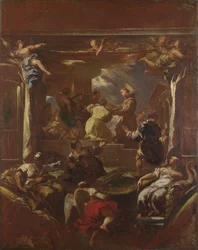 Sankt Antonius av Padua återställer foten av en man, före 1700.