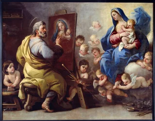 Saint Luke målar Jungfrun Målning av Luca Giordano (Fa Pesto) (1632-1705) 1600-talets Brest, Museum of Fine Arts