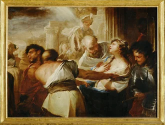 Santa Lucia leddes till martyrdöden (målning på duk)
