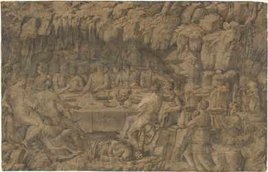 Acheloüs bankett, ca 1545 (teckning med penna och bläck)
