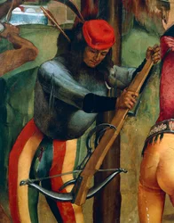 Crossbowman, detalj från Martyrdom of St Sebastian, av Luca Signorelli (1445-1523)