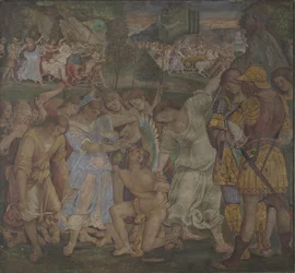 The Triumph of Chastity: Love Disarmed and Bound Fresker från Palazzo del Magnifico, Siena, 1509
