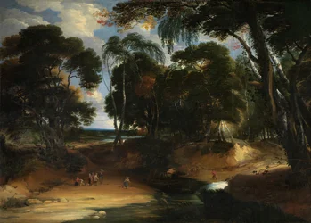 Landskap med skog (olja på duk)