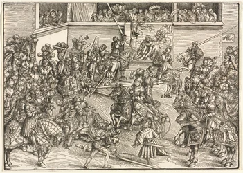 Den andra turneringen med Tapestry of Sampson and the Lion, 1509.