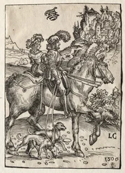 A Gentleman and a Lady Riding to the Chase, 1506.