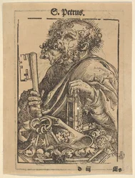 Byst av Sankt Peter, från den stora serien av Wittenbergs relikvier, verso: Martin Luther..., 1509.