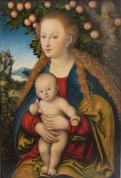 Tyska: Madonna und Kind unter dem Apfelbaum Madonna och barnet under äppelträdet / Jungfrun och barnet under ett äppelträd