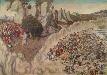 Tyska: Zug der Israeliten durch das Rote Meer (Untergang des Pharao) Faraoens härskaror uppslukade av Röda havet