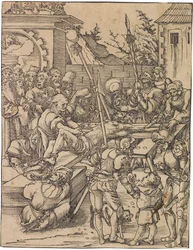 Saint Bartholomews martyrskap. Från serien Martyrdom of the Twelve Apostles, ca. 1520.